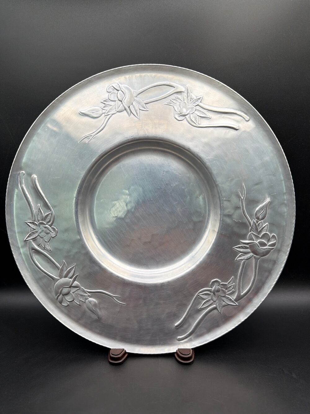 Vintage Everlast Forged Aluminum 5057 Floral Serving Tray 14.5” Mid Century